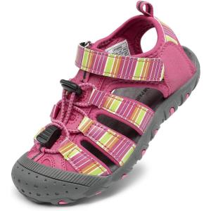 DREAM PAIRS Boys Girls Closed-Toe Outdoor Summer Sport Sandals for Toddler/Little/Big Kid(Fuchsia/Multi/Grey)