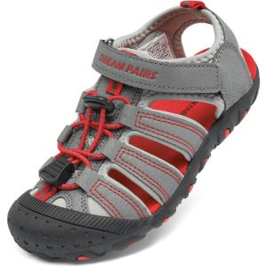 DREAM PAIRS Boys Girls Closed-Toe Outdoor Summer Sport Sandals for Toddler/Little/Big Kid(Grey/Light/Grey/Red)