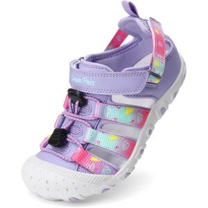 DREAM PAIRS Boys Girls Outdoor Athletic Sport Sandals Summer Hiking Beach Casual Closed Toe Rainbow Multicolor for Toddler/Little/Big Kids(Purple)