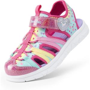 DREAM PAIRS Toddler Boys Girls Sport Sandals Cute Breathable Lightweight Outdoor Play Casual Closed Toe Hook and Loop for Toddlers/Little/Big Kids(Pink)