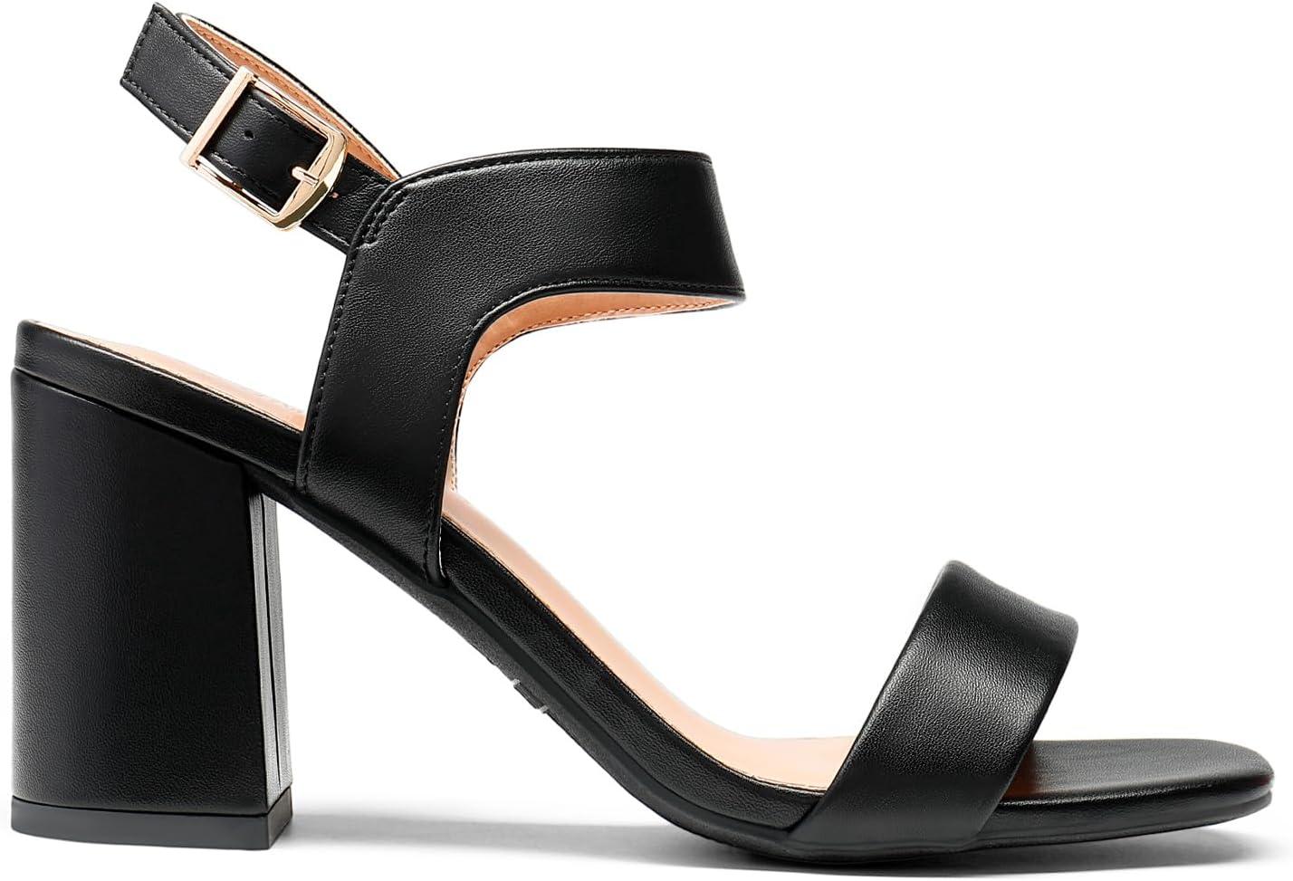 image:imageDREAM PAIRS Womens High Chunky Heels Square Toe Block Ankle Strap 3 inch Comfortable Heeled Sandals For Formal Wedding Party DressBlack