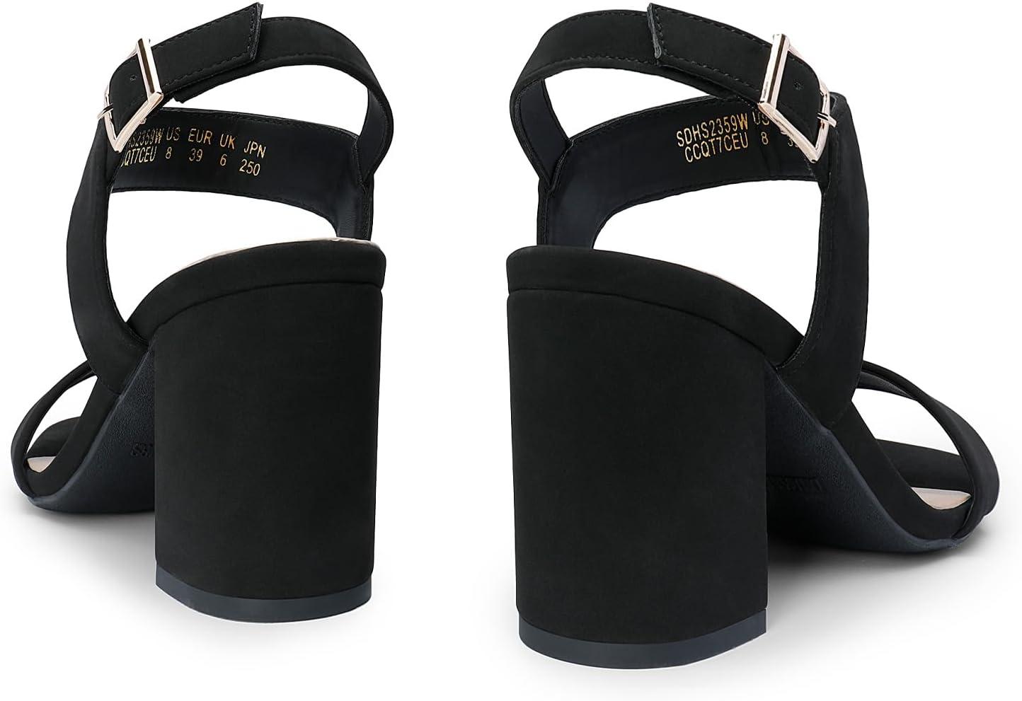 image:imageDREAM PAIRS Womens High Chunky Heels Square Toe Block Ankle Strap 3 inch Comfortable Heeled Sandals For Formal Wedding Party DressBlacknubuck