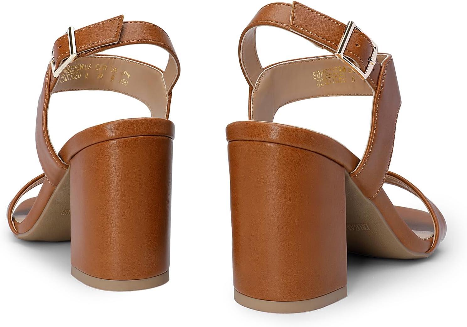 image:imageDREAM PAIRS Womens High Chunky Heels Square Toe Block Ankle Strap 3 inch Comfortable Heeled Sandals For Formal Wedding Party DressBrown