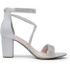 DREAM PAIRS Women’s Chunk Low Heel Pump Sandals(Silver-glitter)