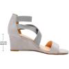 DREAM PAIRS Women’s Elastic Ankle Strap Low Wedge Sandals Comfortable Dressy Heels for Summer Formal and Special Occasions(Grey)