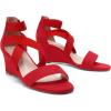 DREAM PAIRS Women’s Elastic Ankle Strap Low Wedge Sandals Comfortable Dressy Heels for Summer Formal and Special Occasions(Red)