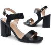 DREAM PAIRS Women’s High Chunky Heels Square Toe Block Ankle Strap 3 inch Comfortable Heeled Sandals For Formal Wedding Party Dress(Black)