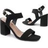 DREAM PAIRS Women’s High Chunky Heels Square Toe Block Ankle Strap 3 inch Comfortable Heeled Sandals For Formal Wedding Party Dress(Black-nubuck)