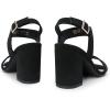 DREAM PAIRS Women’s High Chunky Heels Square Toe Block Ankle Strap 3 inch Comfortable Heeled Sandals For Formal Wedding Party Dress(Black-nubuck)
