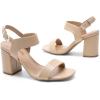 DREAM PAIRS Women’s High Chunky Heels Square Toe Block Ankle Strap 3 inch Comfortable Heeled Sandals For Formal Wedding Party Dress(Nude)