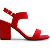 DREAM PAIRS Women’s High Chunky Heels Square Toe Block Ankle Strap 3 inch Comfortable Heeled Sandals For Formal Wedding Party Dress(Red-suede)