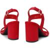 DREAM PAIRS Women’s High Chunky Heels Square Toe Block Ankle Strap 3 inch Comfortable Heeled Sandals For Formal Wedding Party Dress(Red-suede)