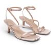 DREAM PAIRS Women’s Low Kitten Heels Strappy Open Square Toe Ankle Strap Sexy Fashion Comfort Dress Shoes Party Heeled Sandals(Champagne)