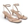 DREAM PAIRS Women’s Low Kitten Heels Strappy Open Square Toe Ankle Strap Sexy Fashion Comfort Dress Shoes Party Heeled Sandals(Nude-nubuck)