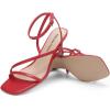 DREAM PAIRS Women’s Low Kitten Heels Strappy Open Square Toe Ankle Strap Sexy Fashion Comfort Dress Shoes Party Heeled Sandals(Red)