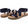 DREAM PAIRS Women’s Open Toe Elastic Ankle Strap Flat Summer Sandals(Navy-1)
