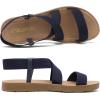 DREAM PAIRS Women’s Open Toe Elastic Ankle Strap Flat Summer Sandals(Navy-1)