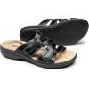 DREAM PAIRS Womens Slides Arch Support Slip on Flat Sandals Plantar Fasciitis Soft Cushion Slippers With Adjustable Straps(Black)