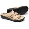 DREAM PAIRS Womens Slides Arch Support Slip on Flat Sandals Plantar Fasciitis Soft Cushion Slippers With Adjustable Straps(Nude)