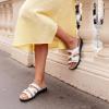 DREAM PAIRS Womens Slides Arch Support Slip on Flat Sandals Plantar Fasciitis Soft Cushion Slippers With Adjustable Straps(White)