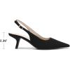 DREAM PAIRS Women’s Slingback Kitten Heels – 2.36 Inch Low Heel Pointed Toe Pumps, Comfortable Closed Toe Dress Shoes for Office Work, Classic Holiday Heels(Black-nubuck)
