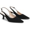DREAM PAIRS Women’s Slingback Kitten Heels – 2.36 Inch Low Heel Pointed Toe Pumps, Comfortable Closed Toe Dress Shoes for Office Work, Classic Holiday Heels(Black-nubuck)