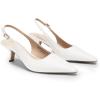 DREAM PAIRS Women’s Slingback Kitten Heels – 2.36 Inch Low Heel Pointed Toe Pumps, Comfortable Closed Toe Dress Shoes for Office Work, Classic Holiday Heels(White)