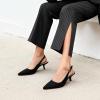 DREAM PAIRS Women’s Slingback Kitten Heels – 2.36 Inch Low Heel Pointed Toe Pumps, Comfortable Closed Toe Dress Shoes for Office Work, Classic Holiday Heels(Black-nubuck)