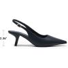 DREAM PAIRS Women’s Slingback Kitten Heels – 2.36 Inch Low Heel Pointed Toe Pumps, Comfortable Closed Toe Dress Shoes for Office Work, Classic Holiday Heels(Navy)
