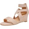 DREAM PAIRS Women’s Elastic Ankle Strap Low Wedge Sandals Comfortable Dressy Heels for Summer Formal and Special Occasions(Nude)