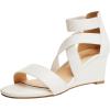 DREAM PAIRS Women’s Elastic Ankle Strap Low Wedge Sandals Comfortable Dressy Heels for Summer Formal and Special Occasions(White)