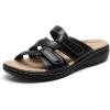 DREAM PAIRS Womens Slides Arch Support Slip on Flat Sandals Plantar Fasciitis Soft Cushion Slippers With Adjustable Straps(Black)