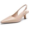 DREAM PAIRS Women’s Slingback Kitten Heels – 2.36 Inch Low Heel Pointed Toe Pumps, Comfortable Closed Toe Dress Shoes for Office Work, Classic Holiday Heels(Nude)