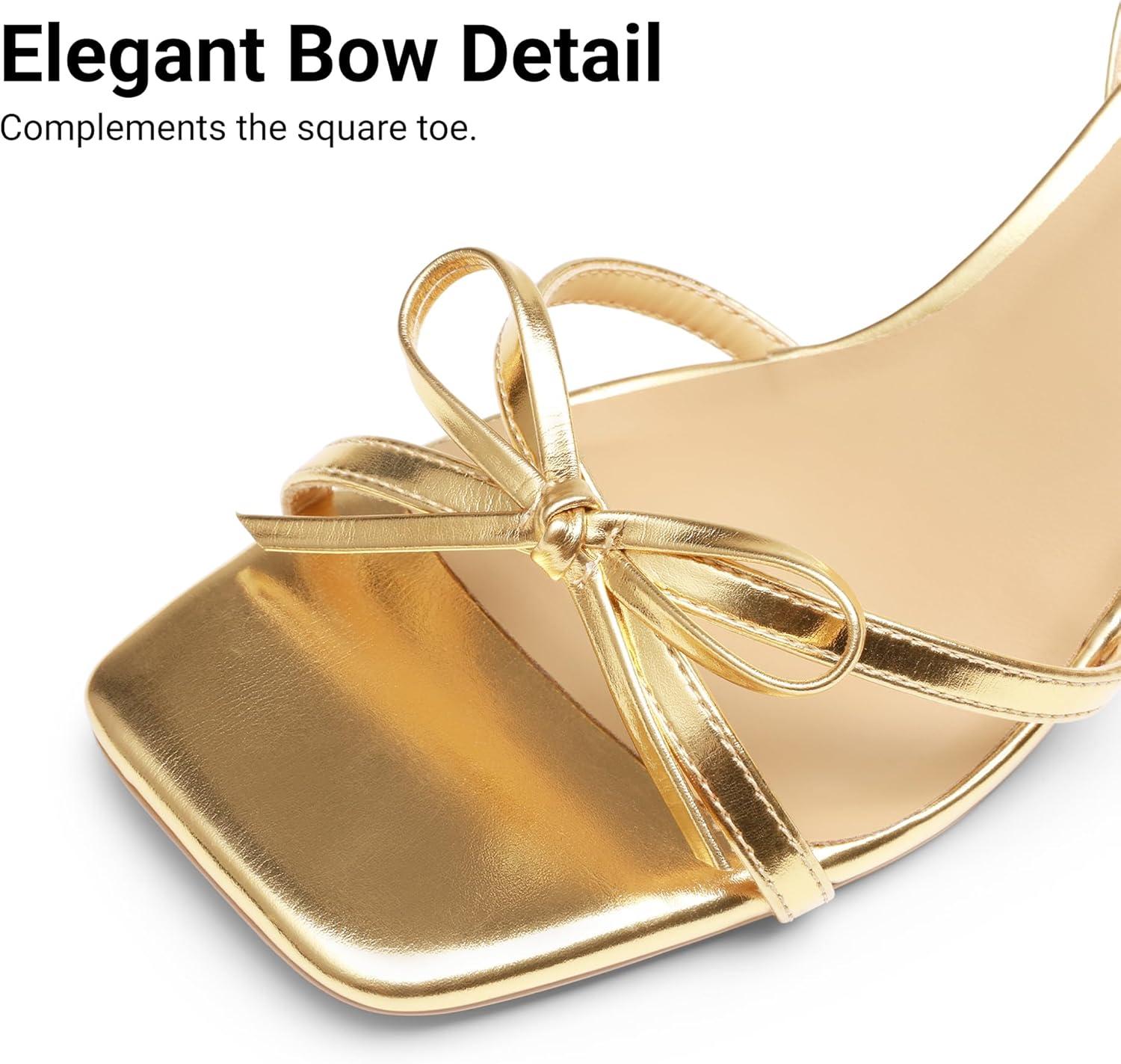 image:imageDREAM PAIRS Womens Bow Heels Kitten Heels for Women Square Toe Strappy Heeled Sandals Elegant Wedding amp Bridal Bownots Sandals for Formal amp Special OccasionsGold