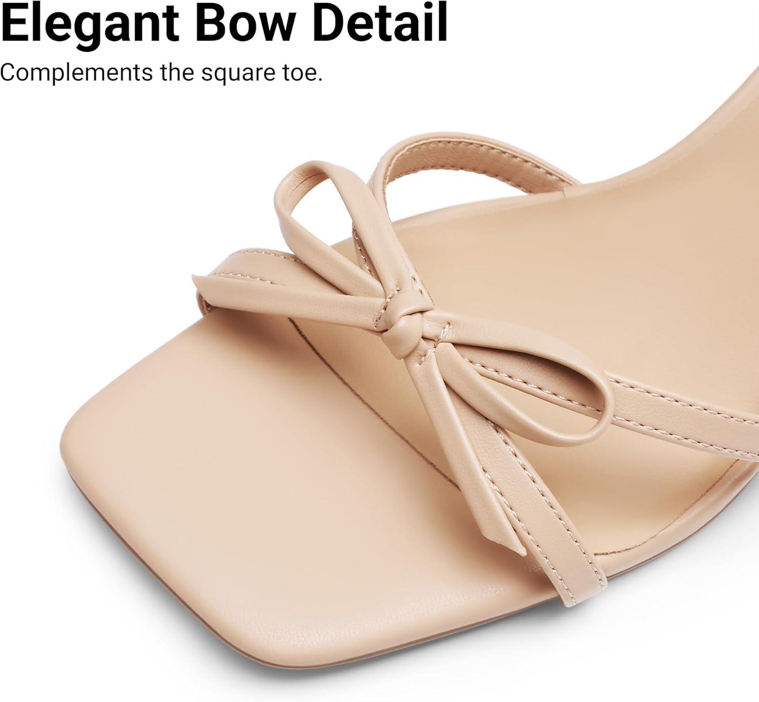 image:imageDREAM PAIRS Womens Bow Heels Kitten Heels for Women Square Toe Strappy Heeled Sandals Elegant Wedding amp Bridal Bownots Sandals for Formal amp Special OccasionsNude