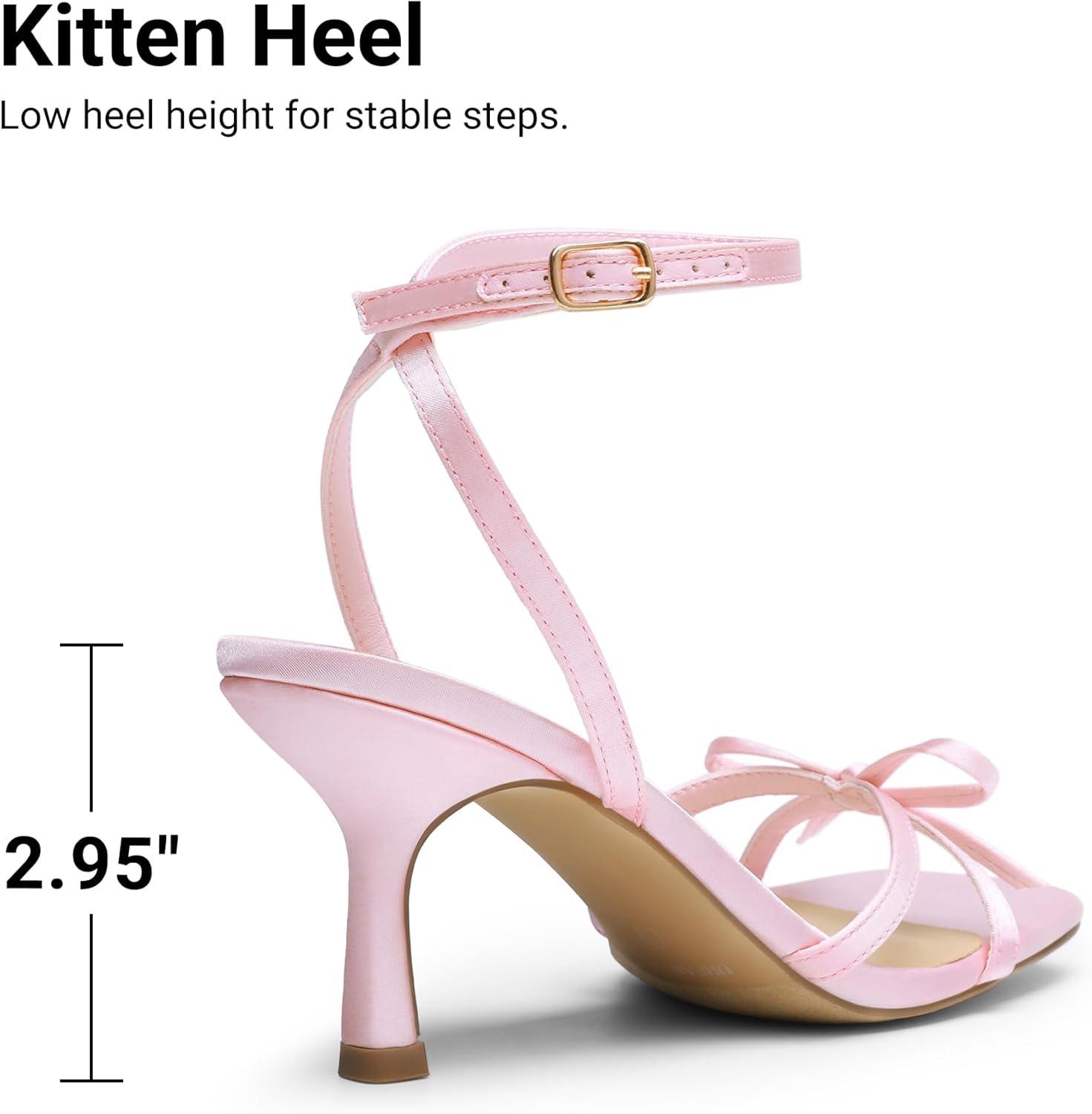 image:imageDREAM PAIRS Womens Bow Heels Kitten Heels for Women Square Toe Strappy Heeled Sandals Elegant Wedding amp Bridal Bownots Sandals for Formal amp Special OccasionsPink