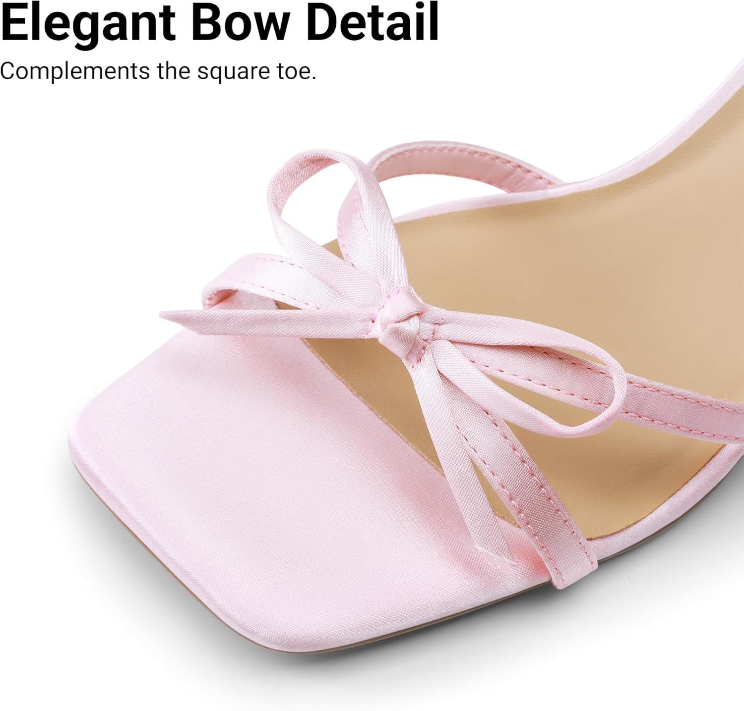 image:imageDREAM PAIRS Womens Bow Heels Kitten Heels for Women Square Toe Strappy Heeled Sandals Elegant Wedding amp Bridal Bownots Sandals for Formal amp Special OccasionsPink