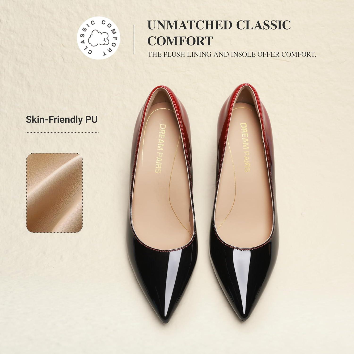 image:imageDREAM PAIRS Womens High Heels Pump Closed Pointed Toe Slip On Stiletto Dress Shoes Fashion Wedding Bridal Work Office Comfortable Pumps ShoesBlackRed
