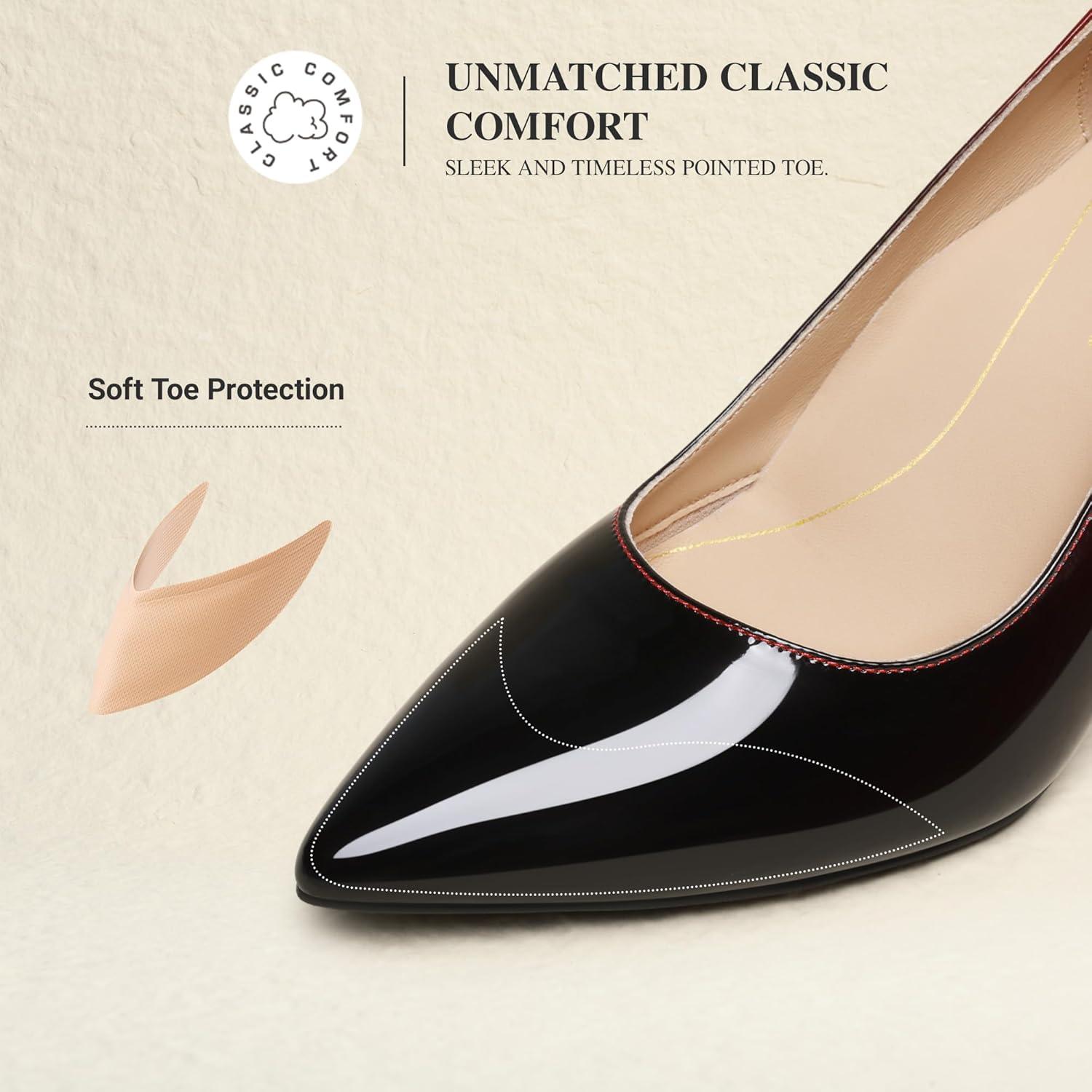 image:imageDREAM PAIRS Womens High Heels Pump Closed Pointed Toe Slip On Stiletto Dress Shoes Fashion Wedding Bridal Work Office Comfortable Pumps ShoesBlackRed