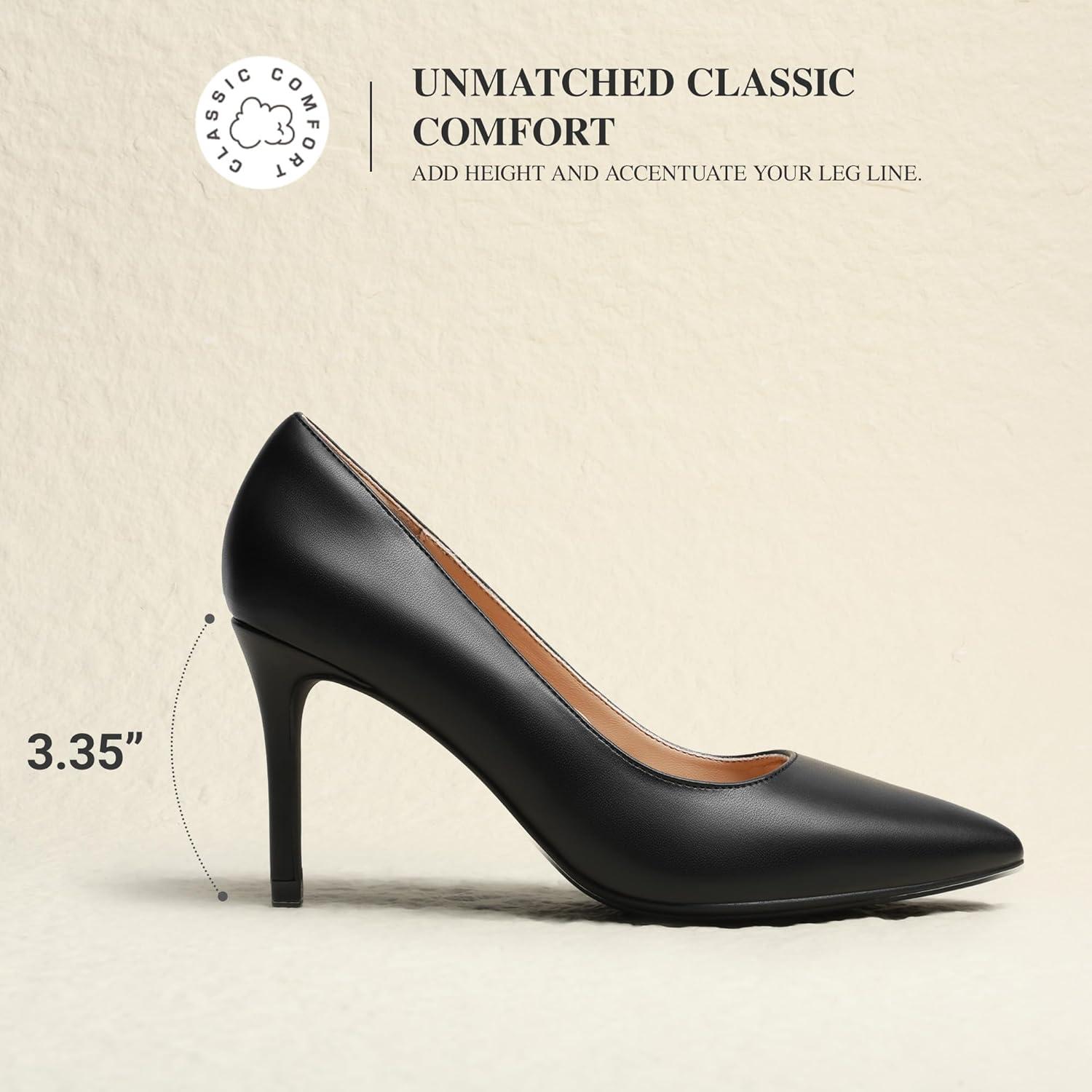 image:imageDREAM PAIRS Womens High Heels Pump Closed Pointed Toe Slip On Stiletto Dress Shoes Fashion Wedding Bridal Work Office Comfortable Pumps ShoesBlackpu
