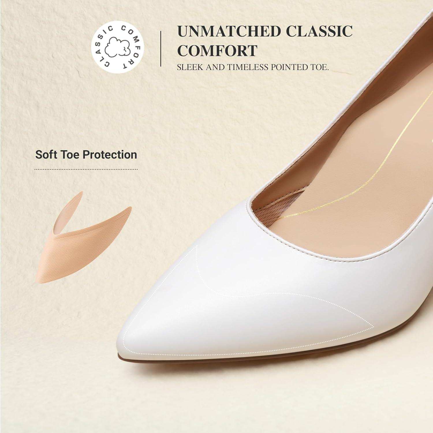image:imageDREAM PAIRS Womens High Heels Pump Closed Pointed Toe Slip On Stiletto Dress Shoes Fashion Wedding Bridal Work Office Comfortable Pumps ShoesWhite