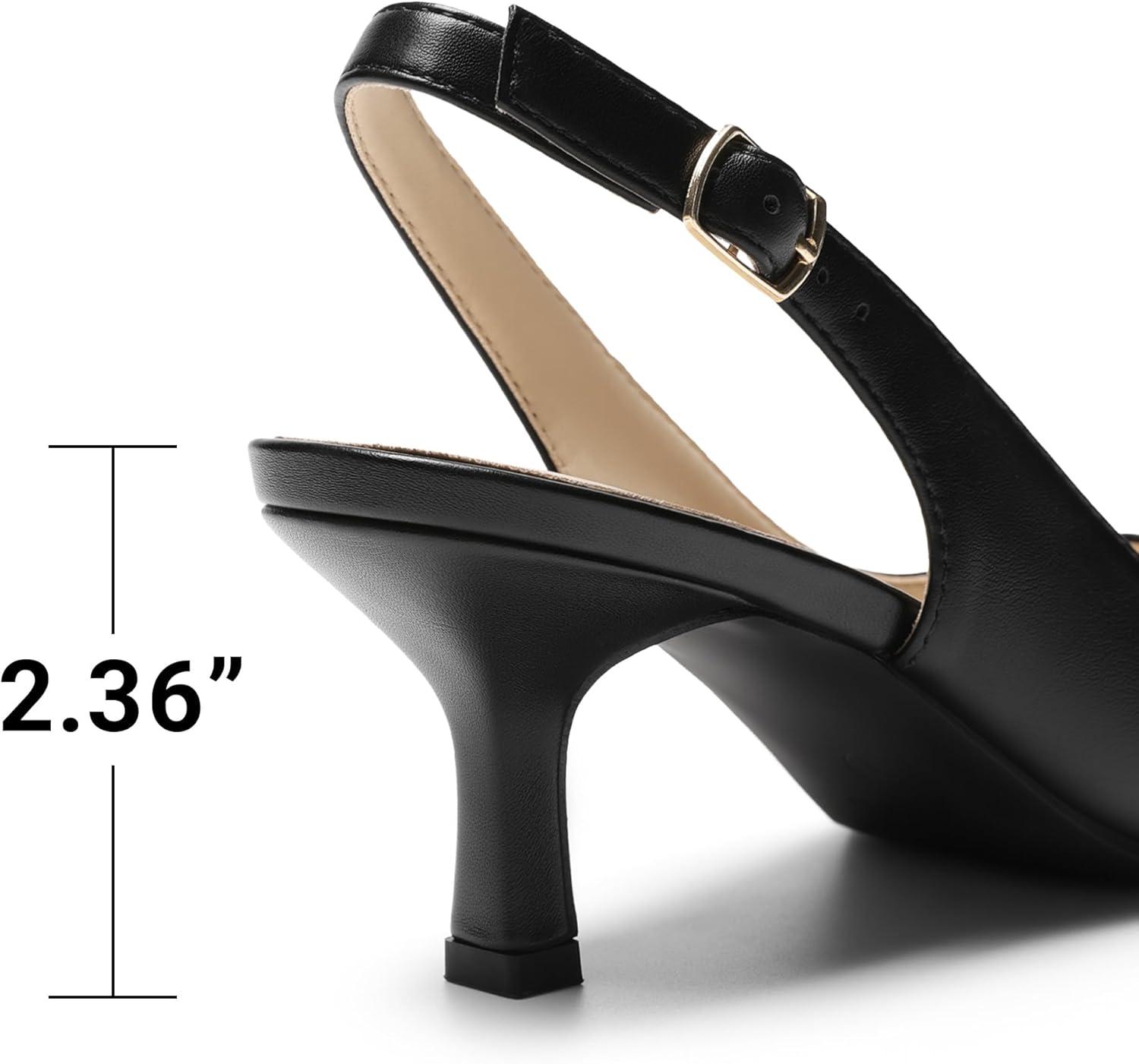 image:imageDREAM PAIRS Womens Kitten Heels Slingback Closed Pointed Toe Low Pumps Shoes Women Party Wedding Sexy Casual Dress ShoesBlack