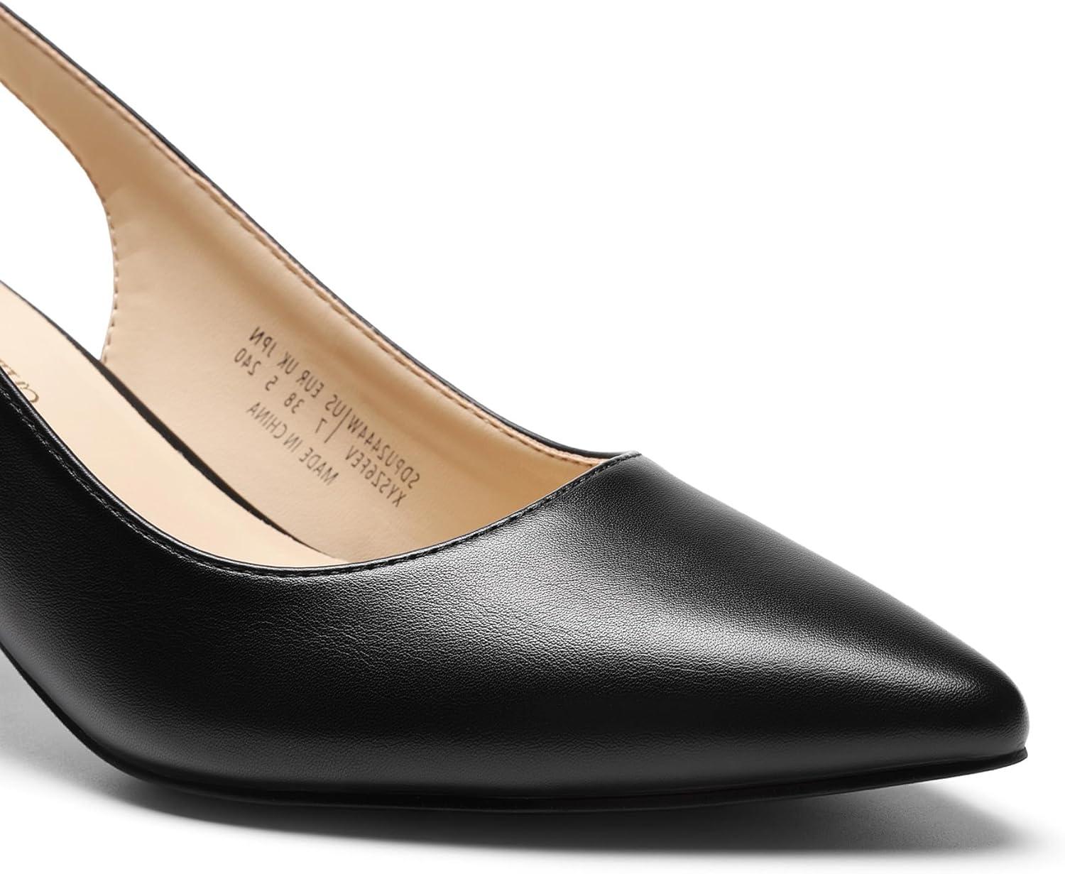 image:imageDREAM PAIRS Womens Kitten Heels Slingback Closed Pointed Toe Low Pumps Shoes Women Party Wedding Sexy Casual Dress ShoesBlack