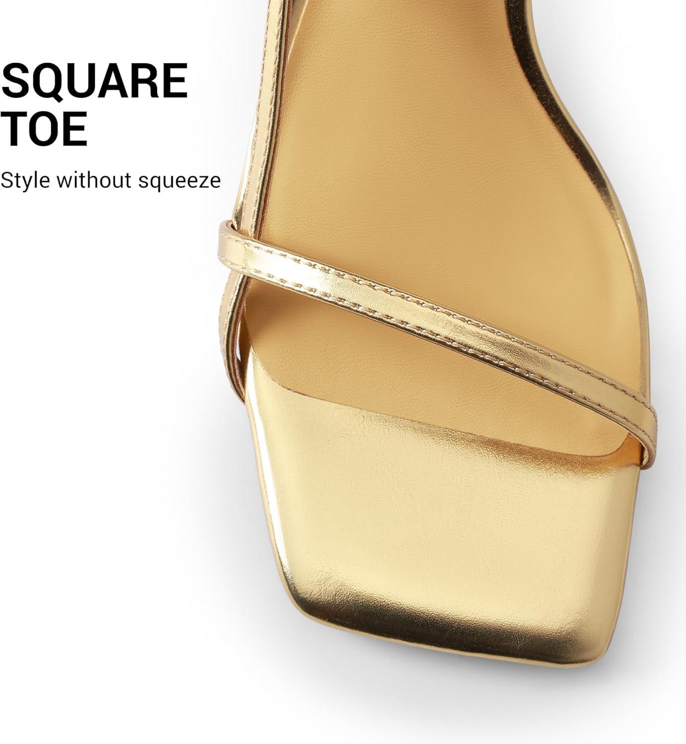 image:imageDREAM PAIRS Womens Low Kitten Heels Square Open Toe Ankle Strap Party Wedding Dressy 216 Inch 2026SS Sandals Shoes With Quiet Heel CapGold