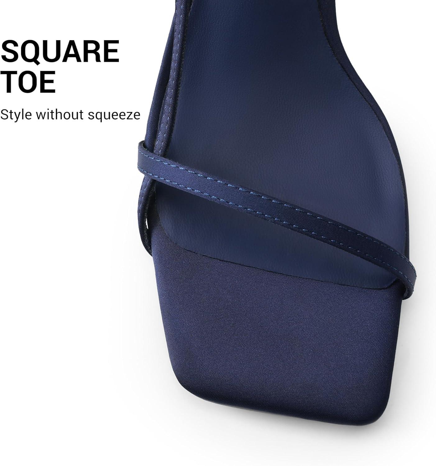 image:imageDREAM PAIRS Womens Low Kitten Heels Square Open Toe Ankle Strap Party Wedding Dressy 216 Inch 2026SS Sandals Shoes With Quiet Heel CapNavy