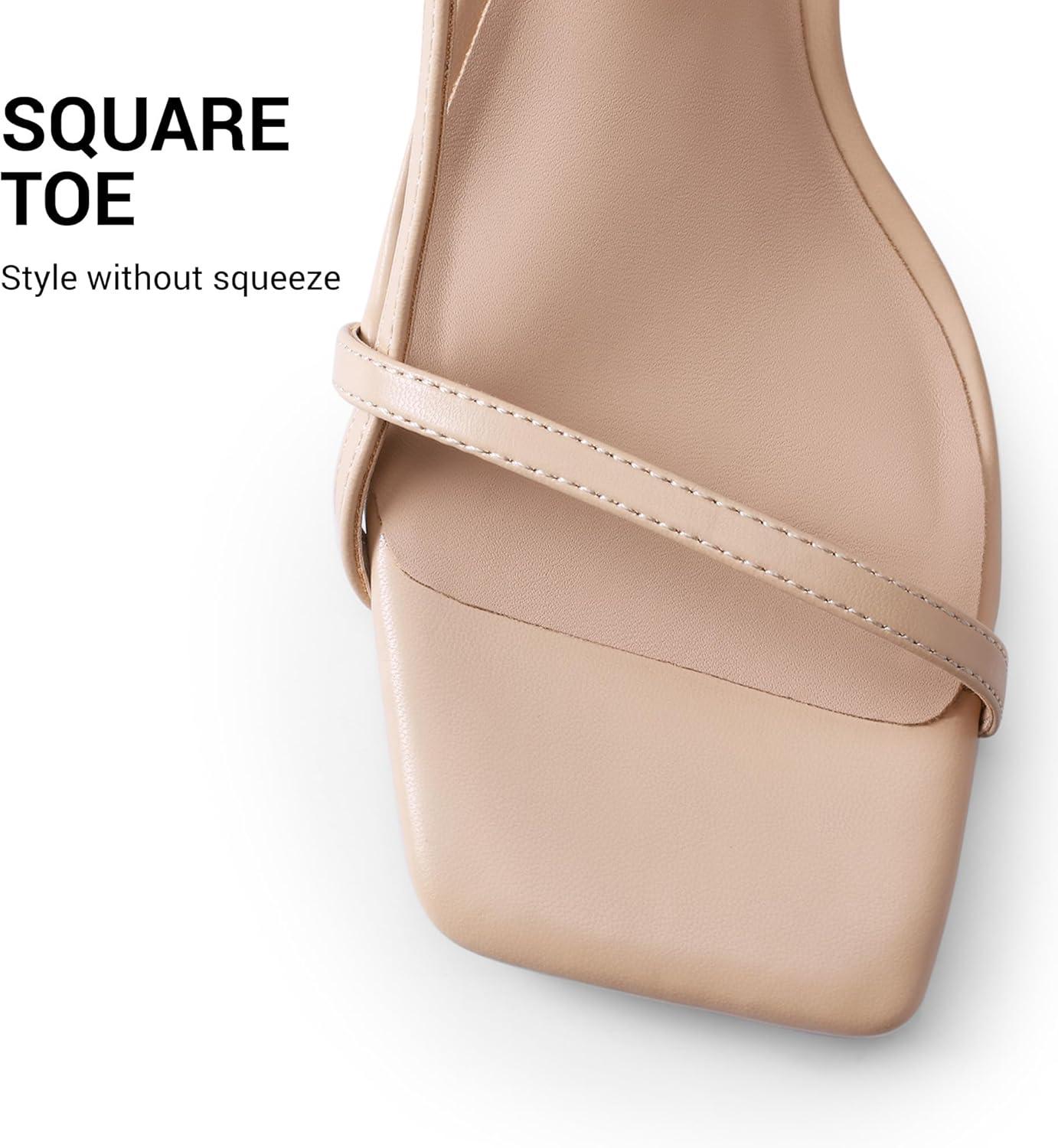 image:imageDREAM PAIRS Womens Low Kitten Heels Square Open Toe Ankle Strap Party Wedding Dressy 216 Inch 2026SS Sandals Shoes With Quiet Heel CapNude