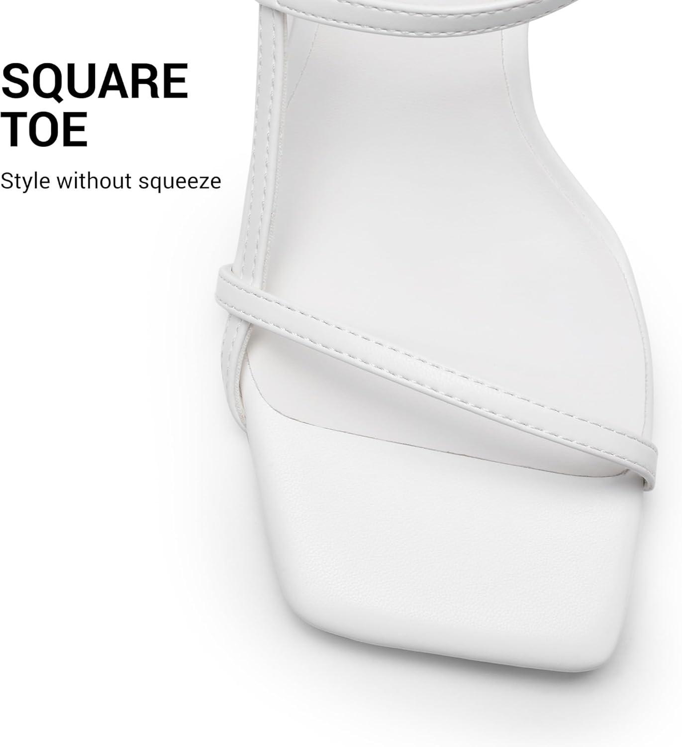 image:imageDREAM PAIRS Womens Low Kitten Heels Square Open Toe Ankle Strap Party Wedding Dressy 216 Inch 2026SS Sandals Shoes With Quiet Heel CapWhite