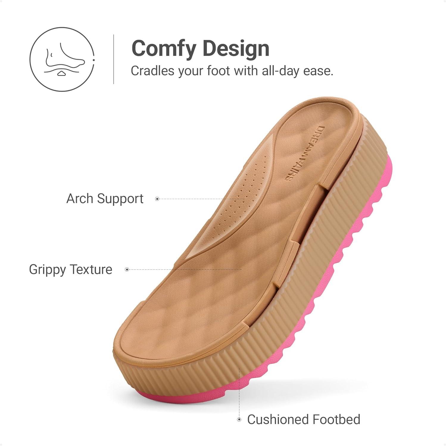 image:imageDREAM PAIRS Womens Platform Water Sandals Adjustable Lightweight Waterproof Summer Beach Wedge Chunky SandalsCamel