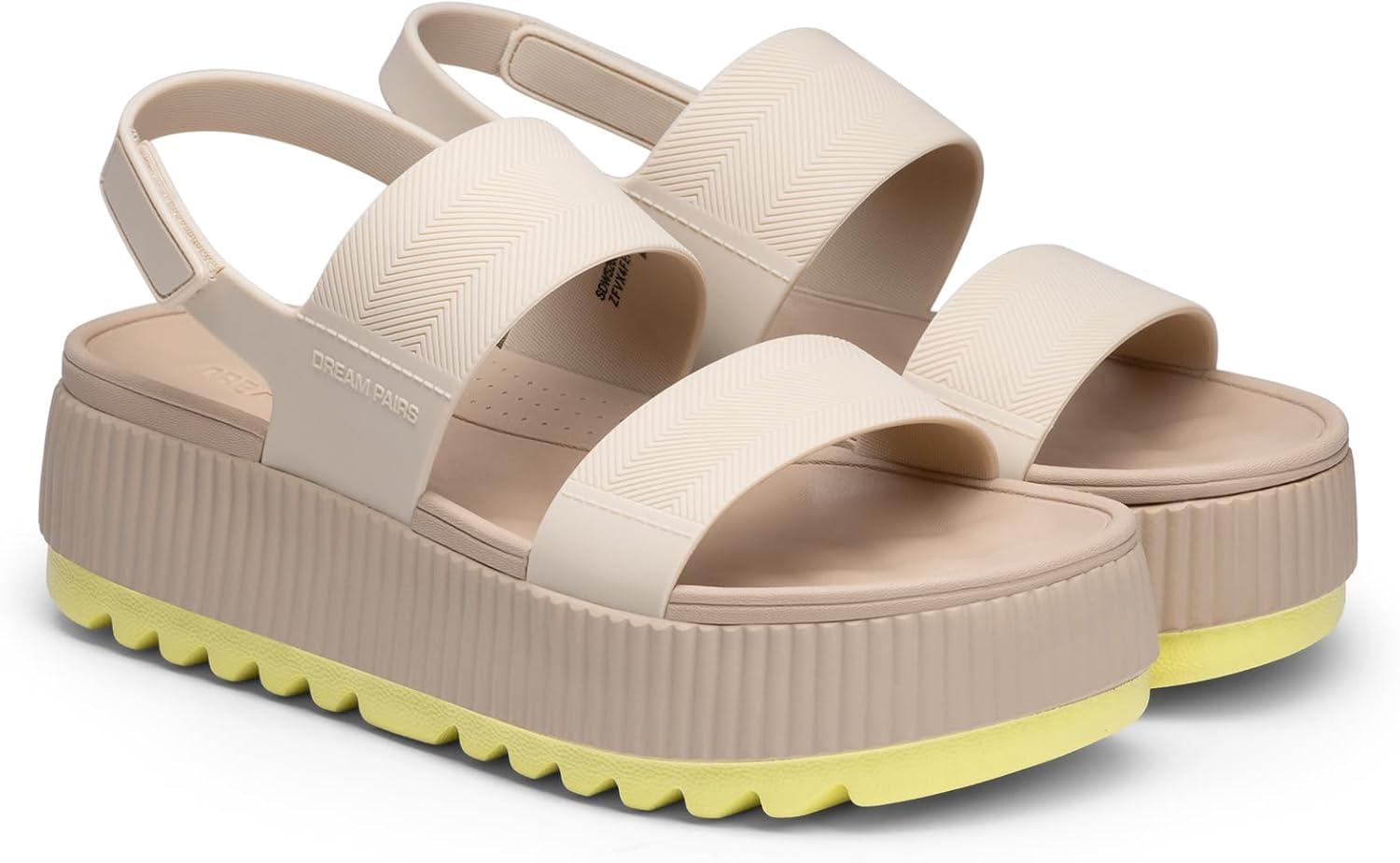 image:imageDREAM PAIRS Womens Platform Water Sandals Adjustable Lightweight Waterproof Summer Beach Wedge Chunky SandalsSand