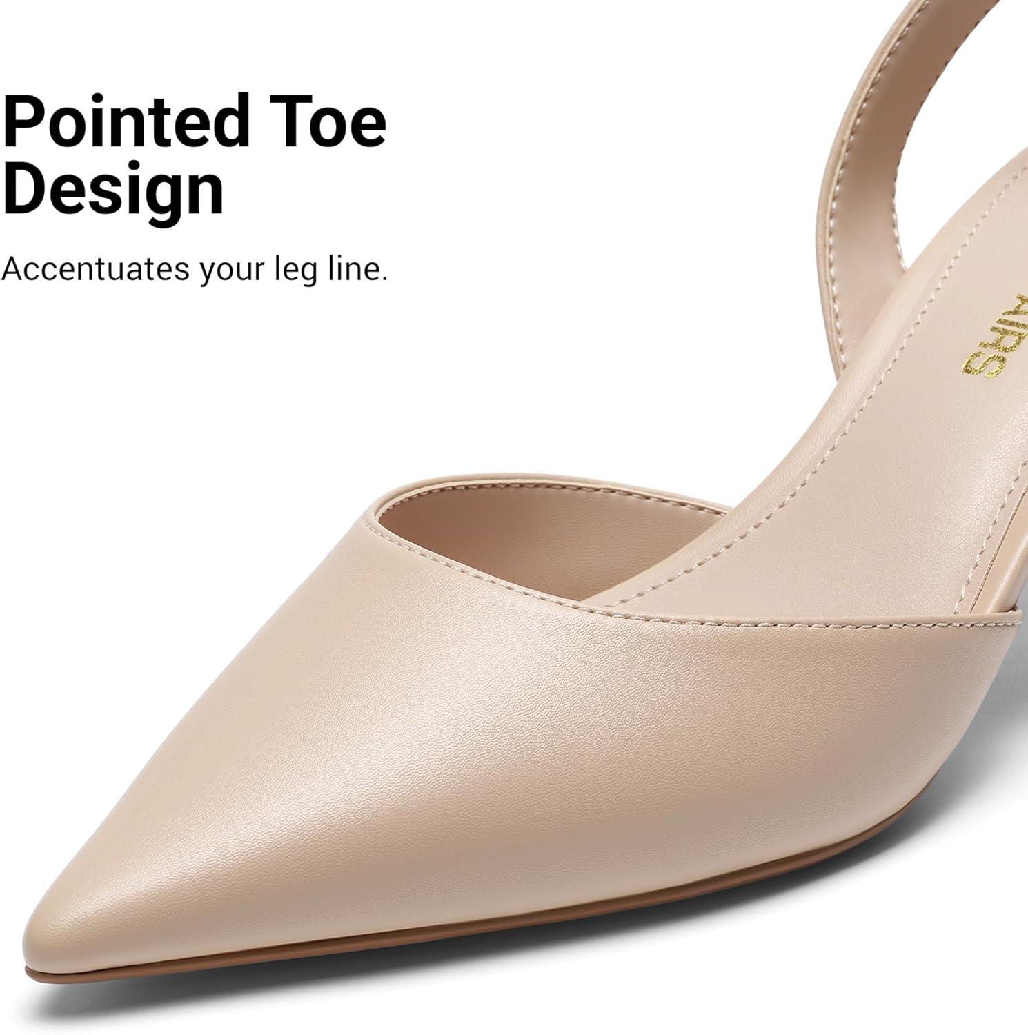 image:imageDREAM PAIRS Womens Slingback Lace Up Kitten Low Heel Closed Toe Ankle Strap Heels Pointed Toe Strappy Pumps Shoes Party Wedding Dress ShoesNude